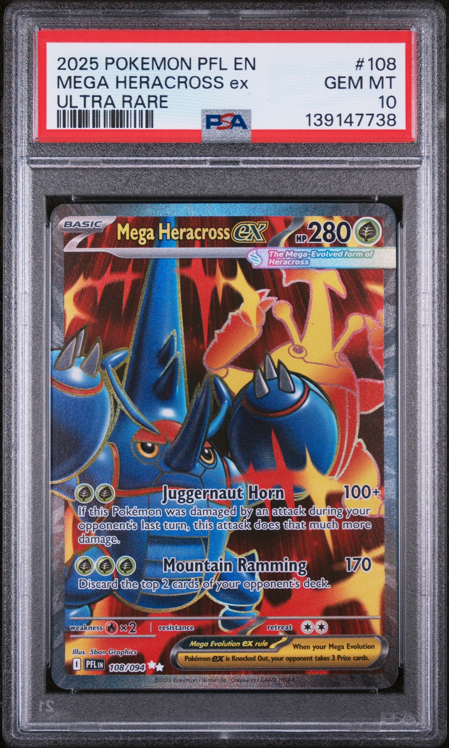 2025 POKEMON PFL EN-PHANTASMAL FLAMES #108 MEGA HERACROSS ex ULTRA RARE