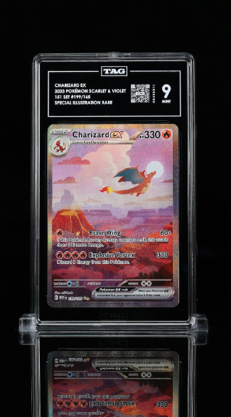 CHARIZARD EX 2023 POKÉMON SCARLET & VIOLET #199/165 151 SPECIAL ILLUSTRATION RARE TAG 9