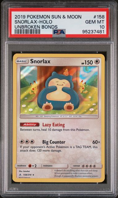 2019 POKEMON SUN & MOON UNBROKEN BONDS #158 SNORLAX-HOLO UNBROKEN BONDS