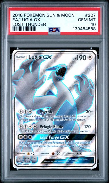 2018 POKEMON SUN & MOON LOST THUNDER #207 FA/LUGIA GX LOST THUNDER
